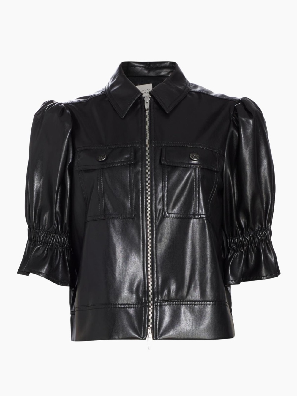Cinq a Sept Holly Faux Leather Puff Sleeve Jacket NWT